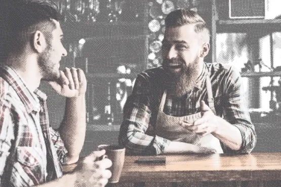 two guys talking